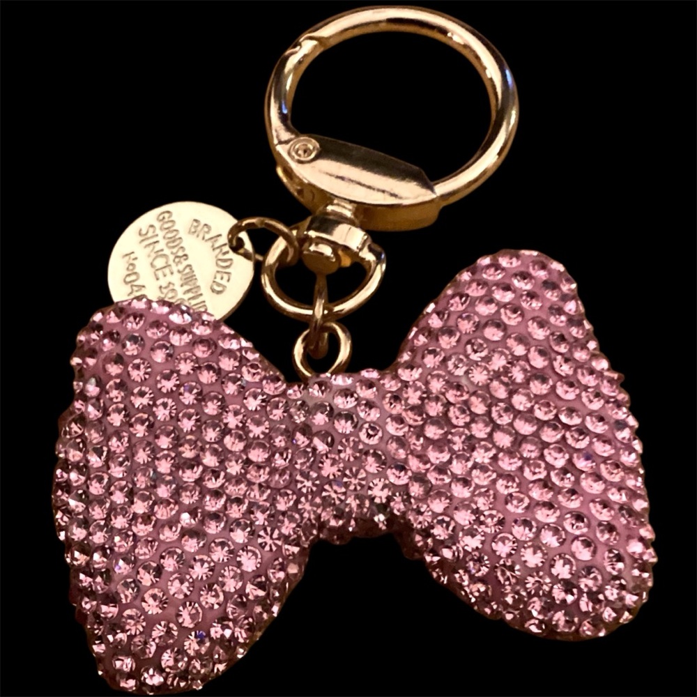 Pink Bow Crystal  Keychain Rhinestones